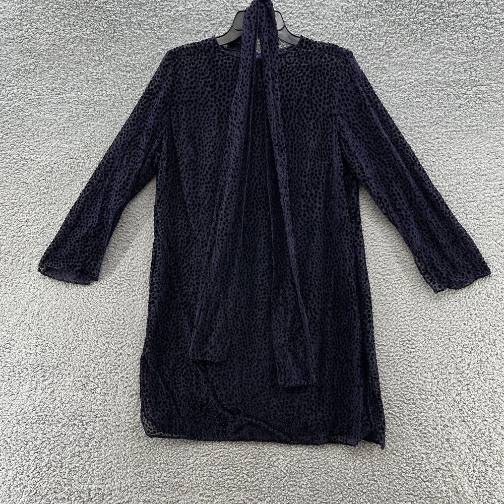 Akris Dress Womens 14 Purple Eggplant Velvet Burnout Relaxed Side‎ Slit Tunic